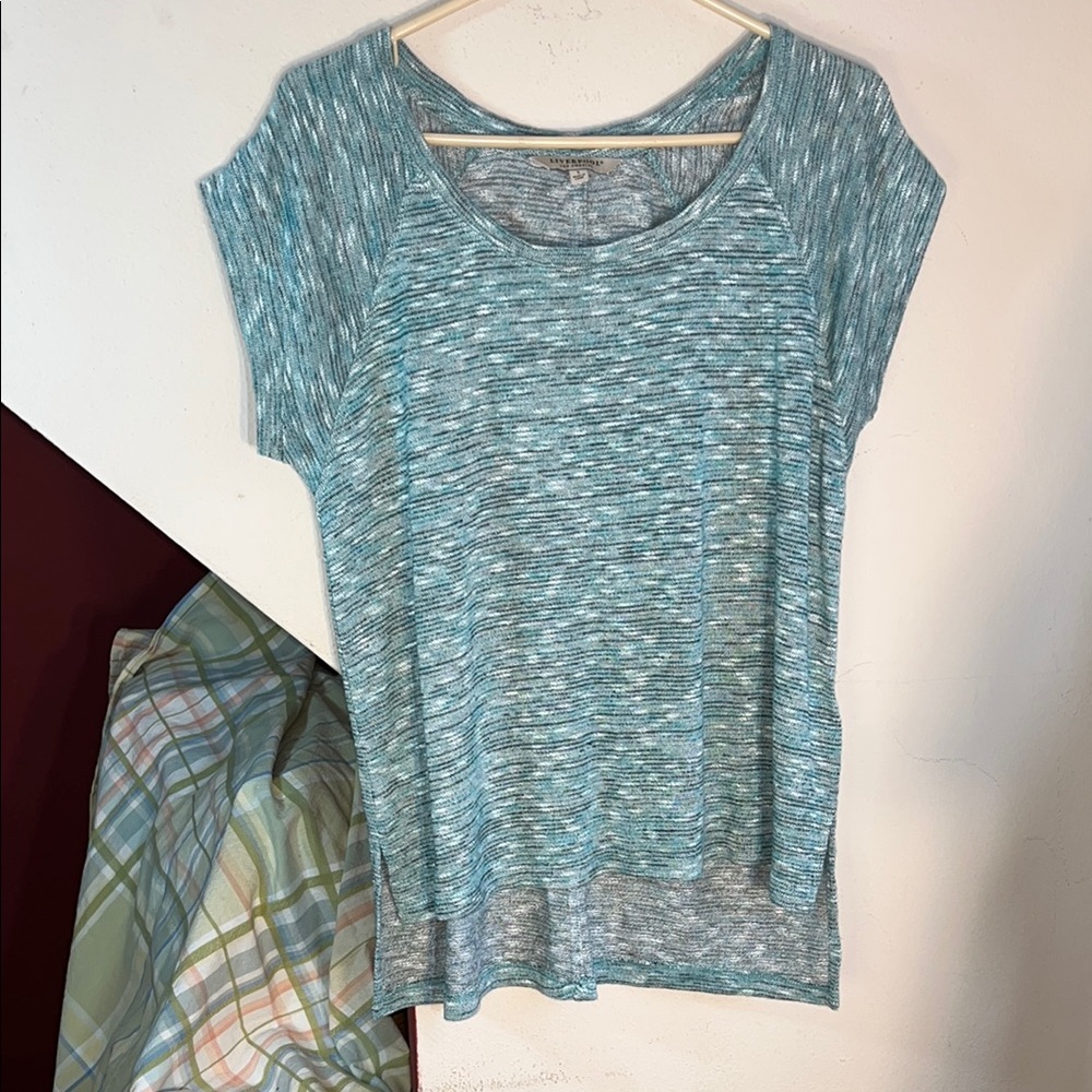 Liverpool Los Angeles Women's Teal Blue Heathered Top S